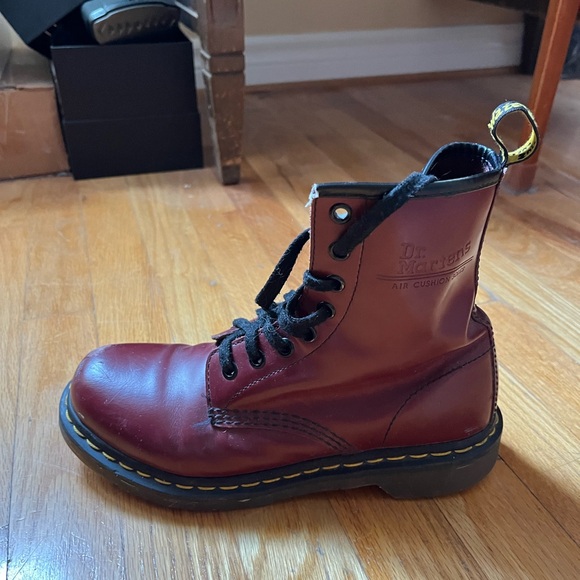Dr. Martens Cherry Red 1460 Smooth Leather Lace Up Boots - Picture 2 of 8